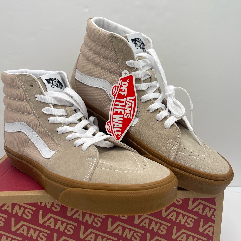 Vans Men’s Sk8-Hi
Humus/Gum Sneakers 
VN0A38GEVS8
 High-Top Sneakers in Beige - Picture 3 of 16